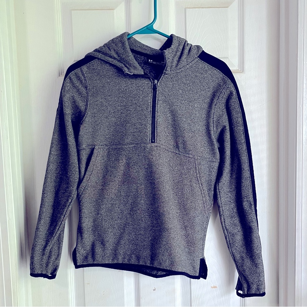 Under Armor Grey Half Zip Hoody, Size Youth Large